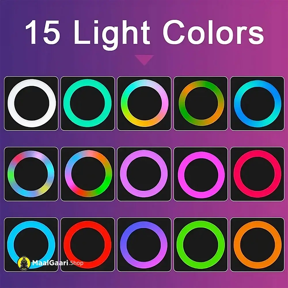 15 Light Colors Rg 01 Logo Accepted Rgb Selfie Ring Light Led With 3 Level Brightness Mini E Selfie Ring Light - MaalGaari.Shop
