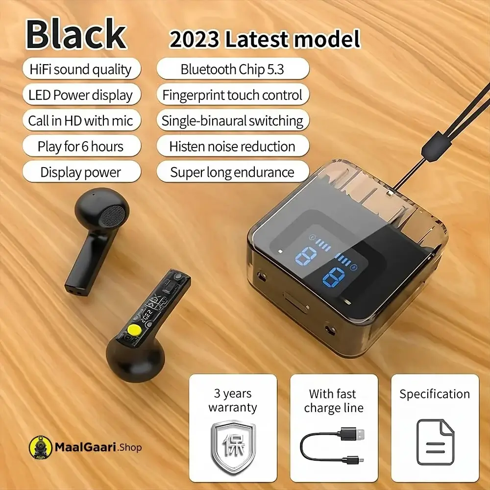 Black Color D35 True Wireless Earbuds - MaalGaari.Shop