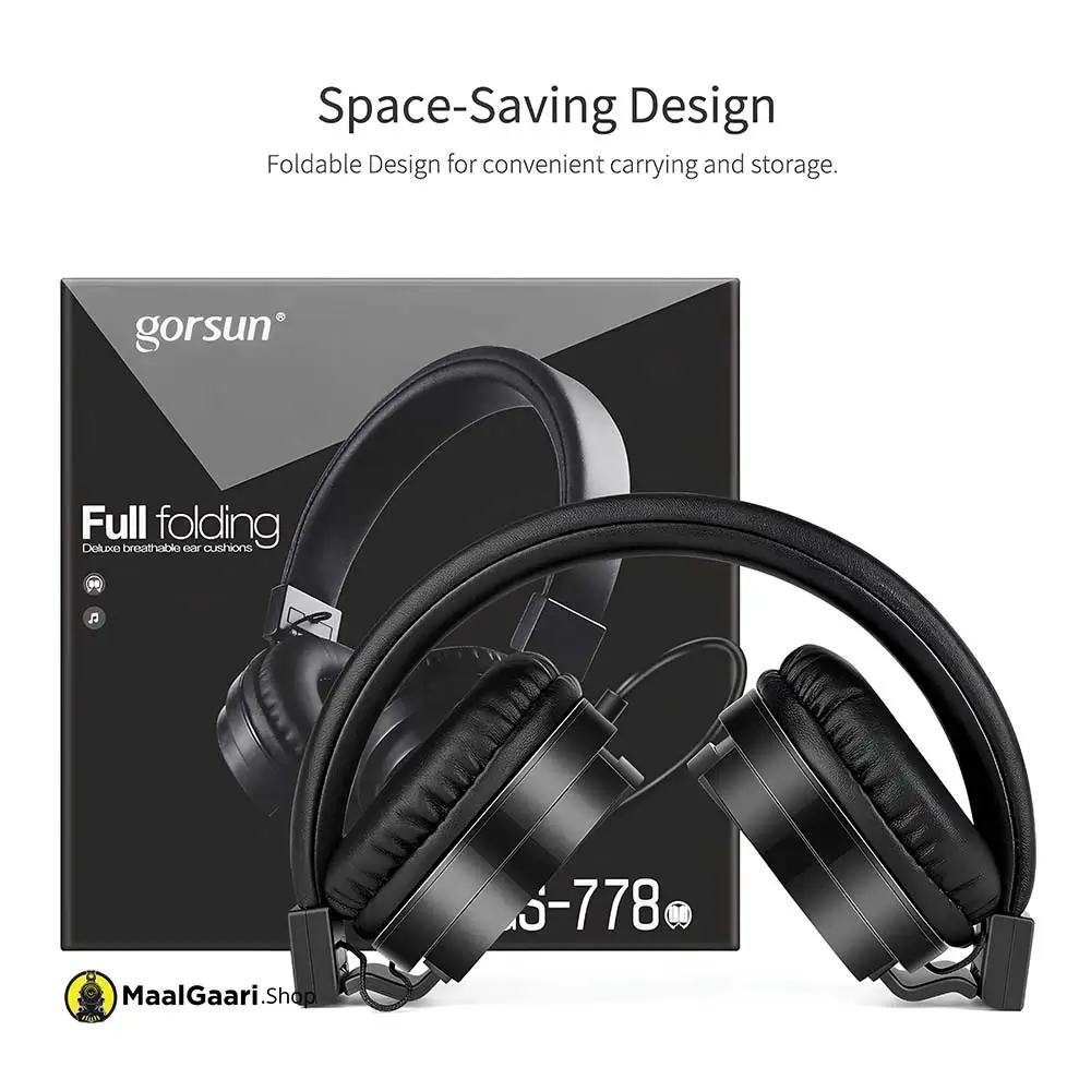 Foldable Design Gorsun Gs 778 Mobile Phone Music Headset Wired Headphones - MaalGaari.Shop