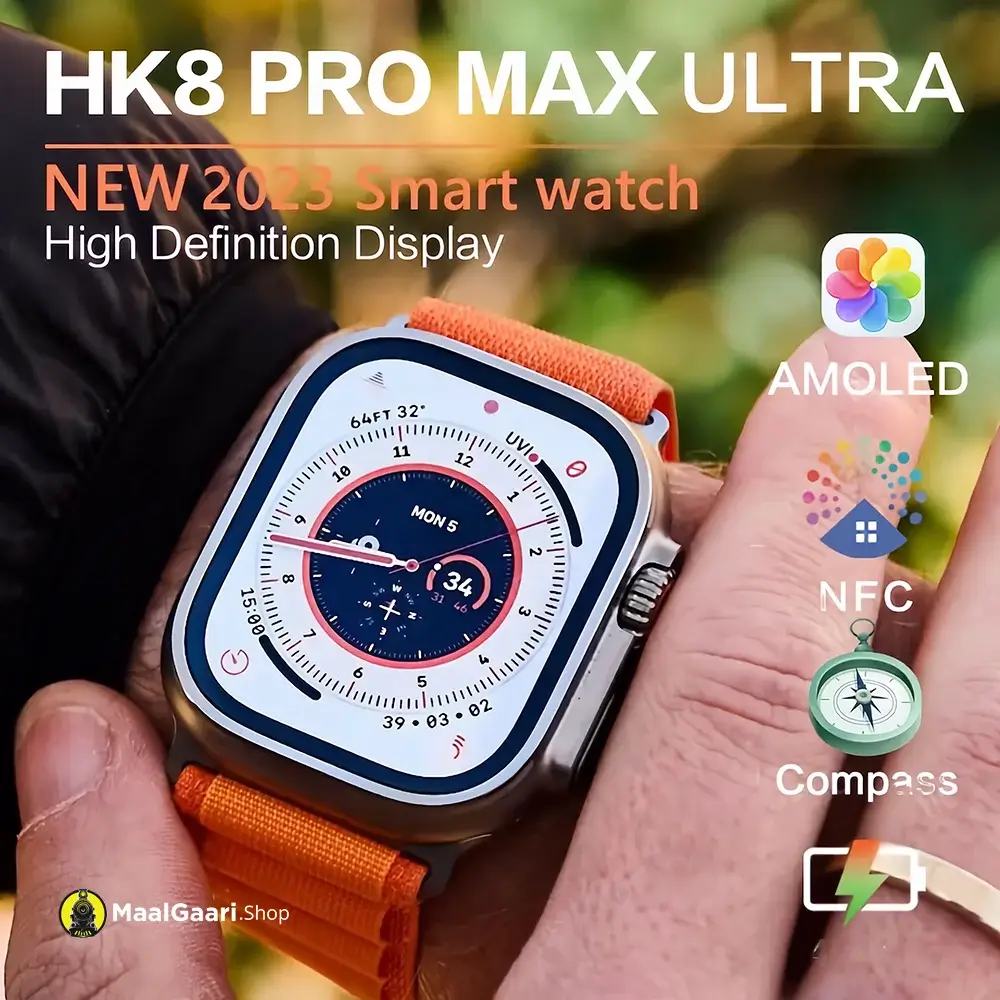 HK8PRO MAX New Ys gagets Present hk8 pro max Smart Watch with blutooth  connectivity and wirless Charger Set of 1… : : Electronics