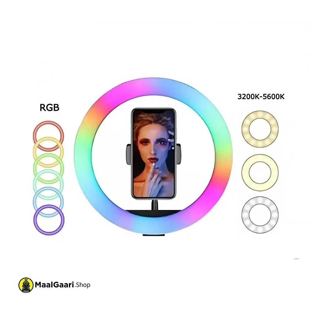 RGB 33 cm Selfie Ring Adjustable Intensity - MaalGaari.Shop
