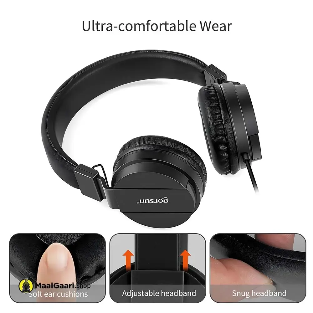Ultra Comfortable Wear Gorsun Gs 778 Mobile Phone Music Headset Wired Headphones - MaalGaari.Shop