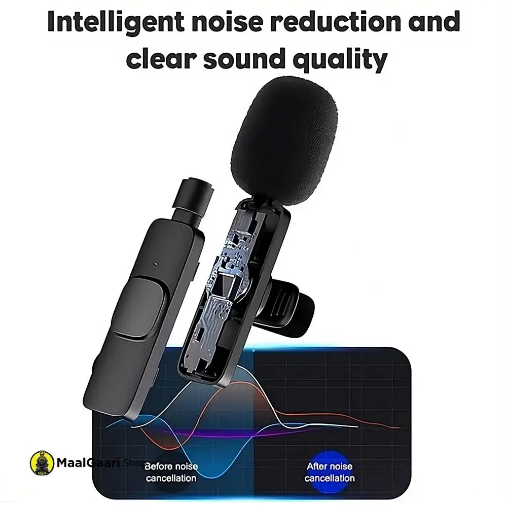 Intelligent Noise Reduction K35 Wireless Collar Dual Micrphones - MaalGaari.Shop