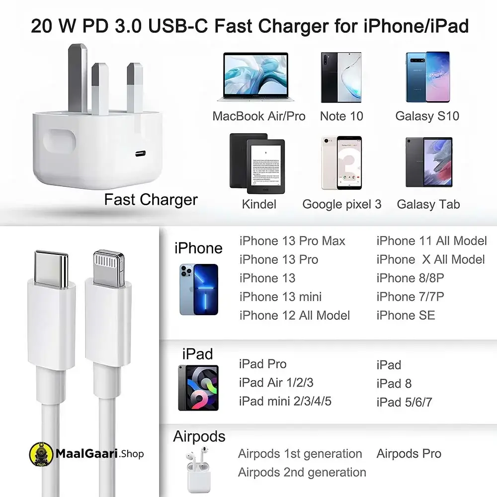Universal Capability Official Apple 20w Usb C Power 3 Pin Uk Adapter - MaalGaari.Shop