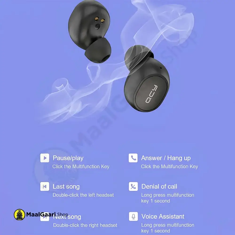 Touch Sensors Qcy T4s Original Earbuds, Qcy T4s 100% Original Earbuds, Water Proof, Bass Boosted Sound, Wireless Earbuds Bluetooth 5.0 - MaalGaari.Shop