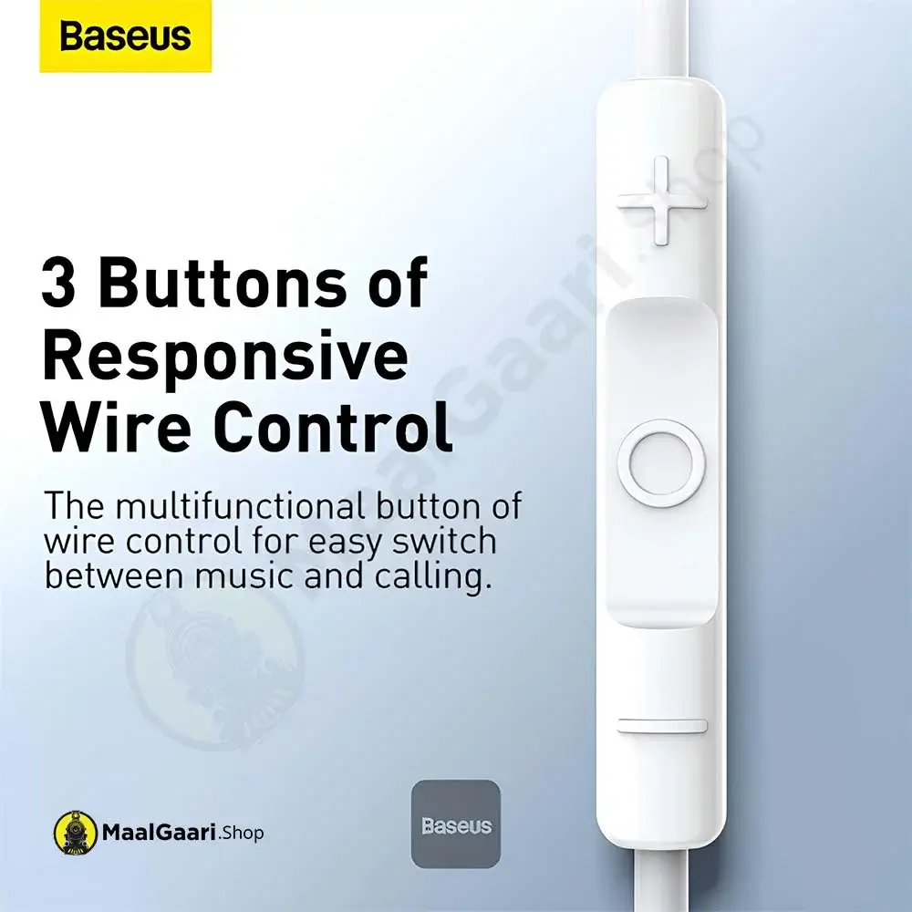 Button Control Baseus Encok 3.5Mm Lateral In Ear Wired Earphone H17 - Maalgaari.shop