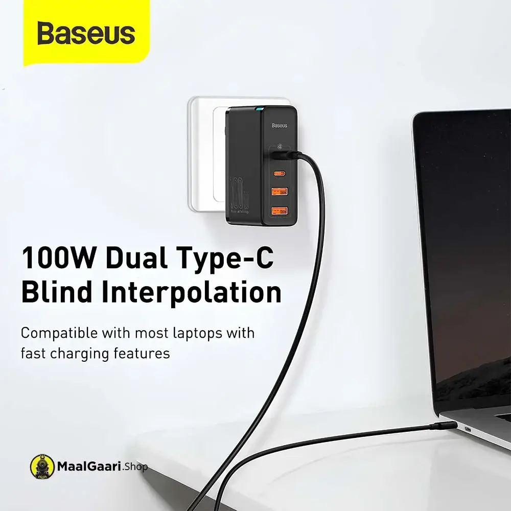Can Even Charge Laptops Baseus Gan2 Pro Fast Wall Charger 100w - MaalGaari.Shop