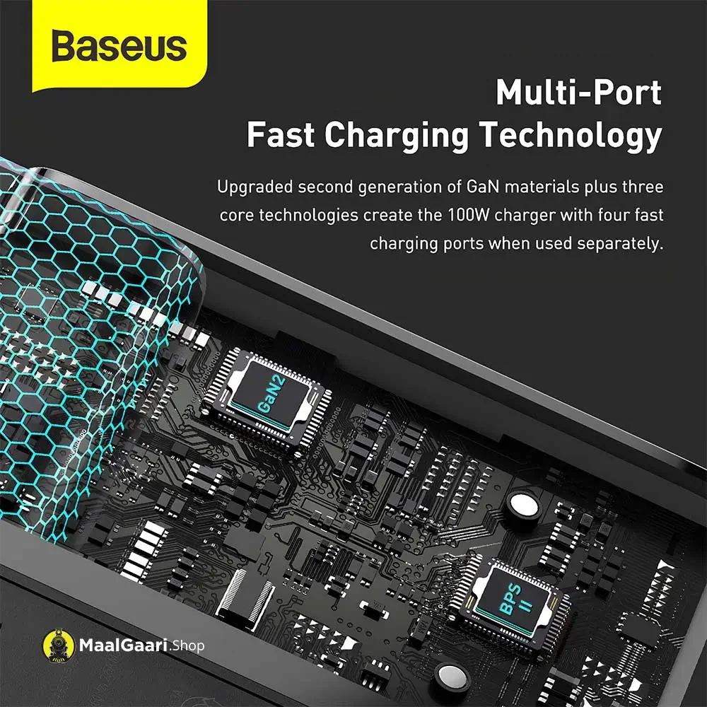 Latest Chipsets Baseus Gan2 Pro Fast Wall Charger 100w - MaalGaari.Shop