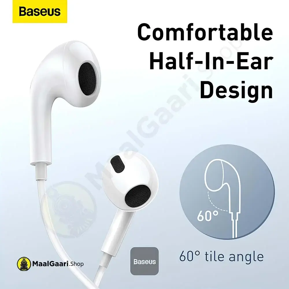 Half In Ear Designm Baseus Encok 3.5Mm Lateral In Ear Wired Earphone H17 - Maalgaari.shop