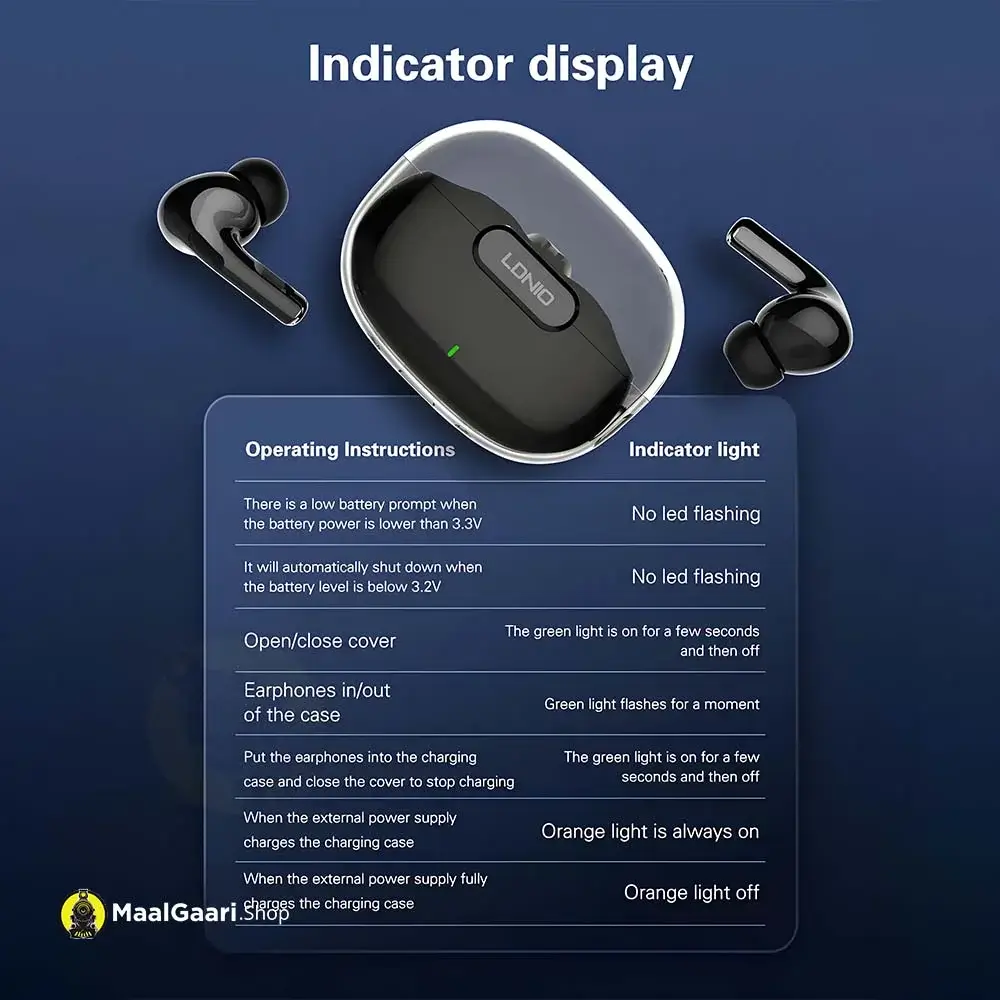 Indicator Display Ldnio T02 True Wireless Earbuds - Maalgaari.shop