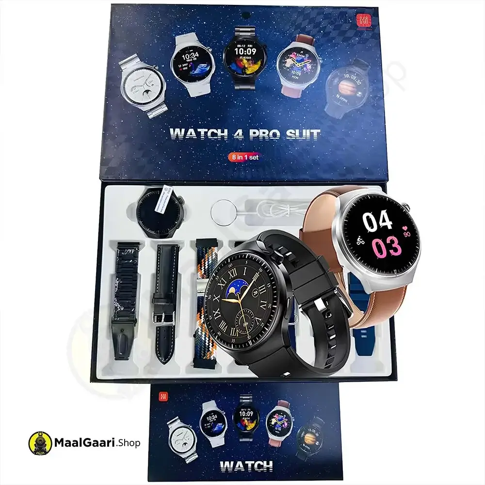 Round Dial Watch 4 Pro Suit Smart Watch Round Dial 10 In 1 - MaalGaari.Shop