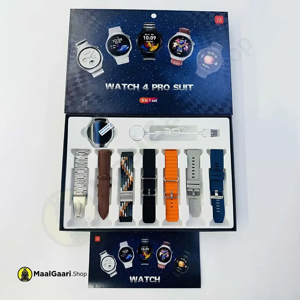 What's Inside Box Watch 4 Pro Suit Smart Watch Round Dial 10 In 1 - MaalGaari.Shop