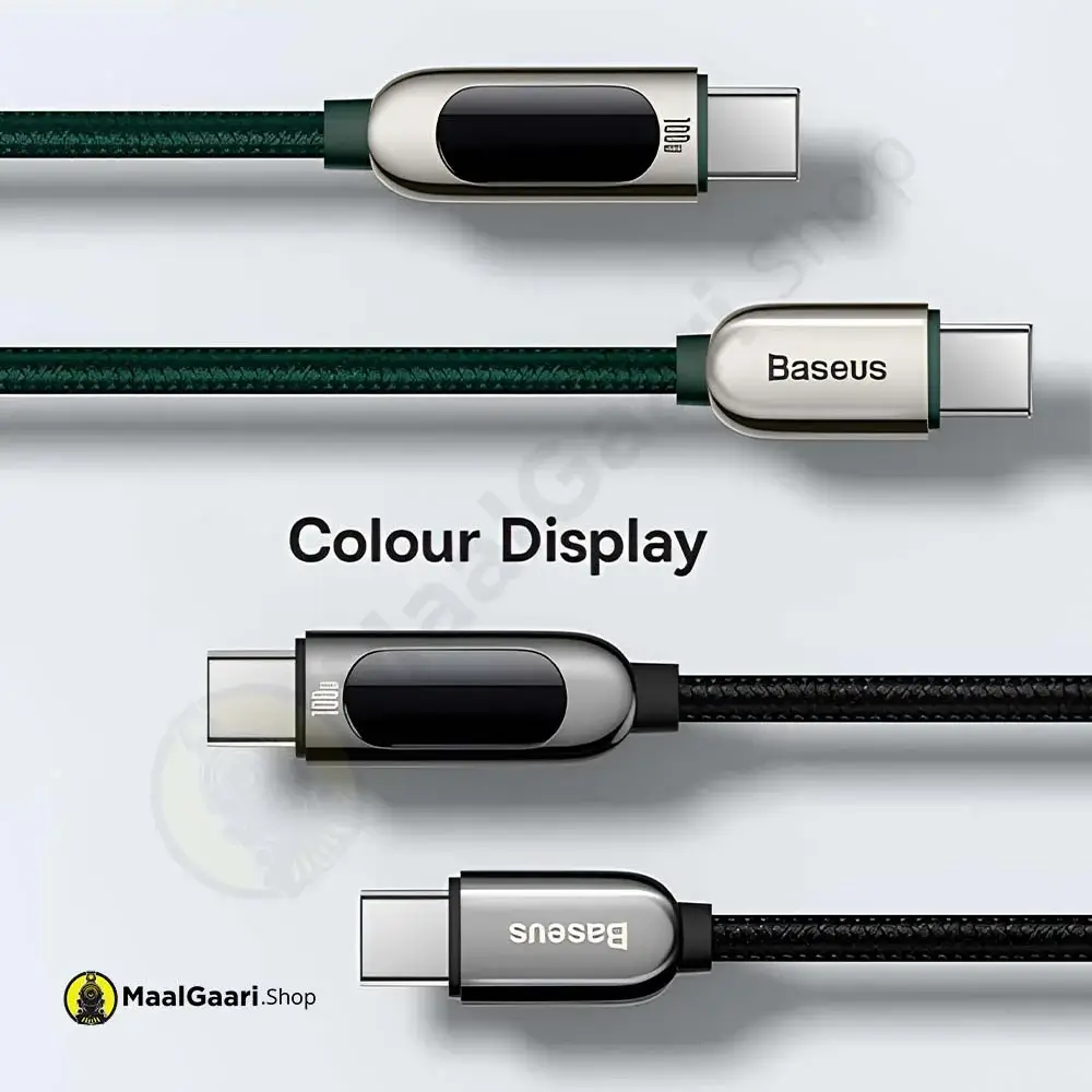 Color Display Baseus Type C To Type 100W Charging Cable With Led Display Screen - Maalgaari.shop