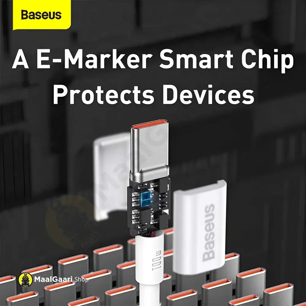 E Marker Smart Chip Protects Devices Baseus Superior Series Type C To Type C 100w Charging Cable - MaalGaari.Shop