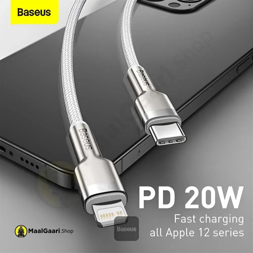 Pd 20 Watts Baseus Cafule Series Metal Type C To Iphone Pd 20W Charging Cable - Maalgaari.shop