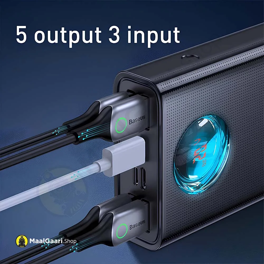 3 Input And 5 Output Ports Baseus Amblight Digital Display Quick Charge Power Bank 30000Mah - Maalgaari.shop