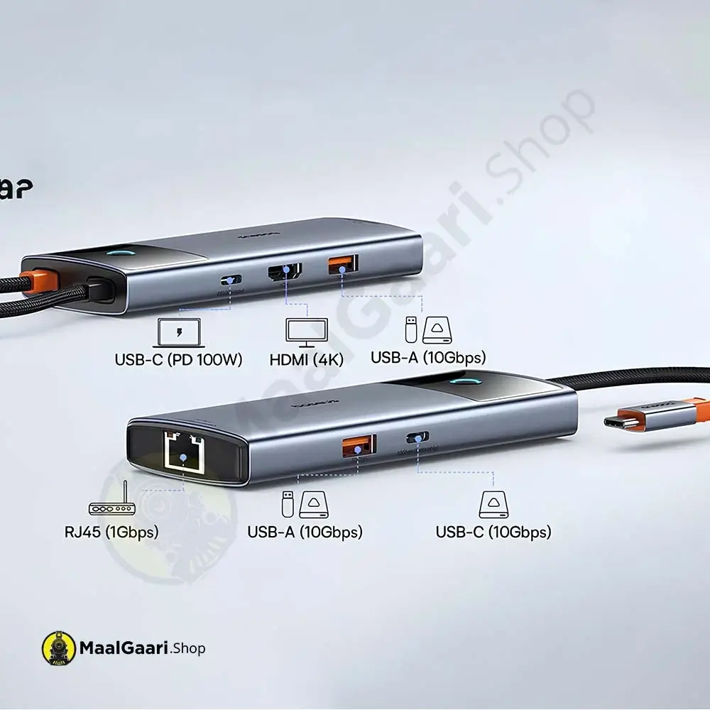6 Different Ports Baseus Metal Gleam Series Ii 6 In 1 Usb Hub Space Grey - Maalgaari.shop