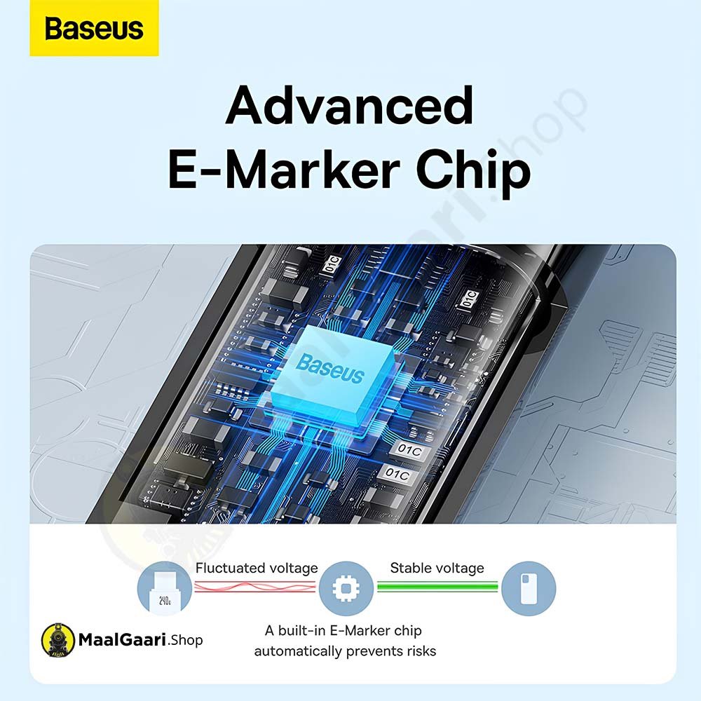 Advanced E Marker Chip Baseus Tungsten Gold Type C To Type C Fast Charging And Data Cable 240W 1Meter 2Meter And 3 Meter - Maalgaari.shop