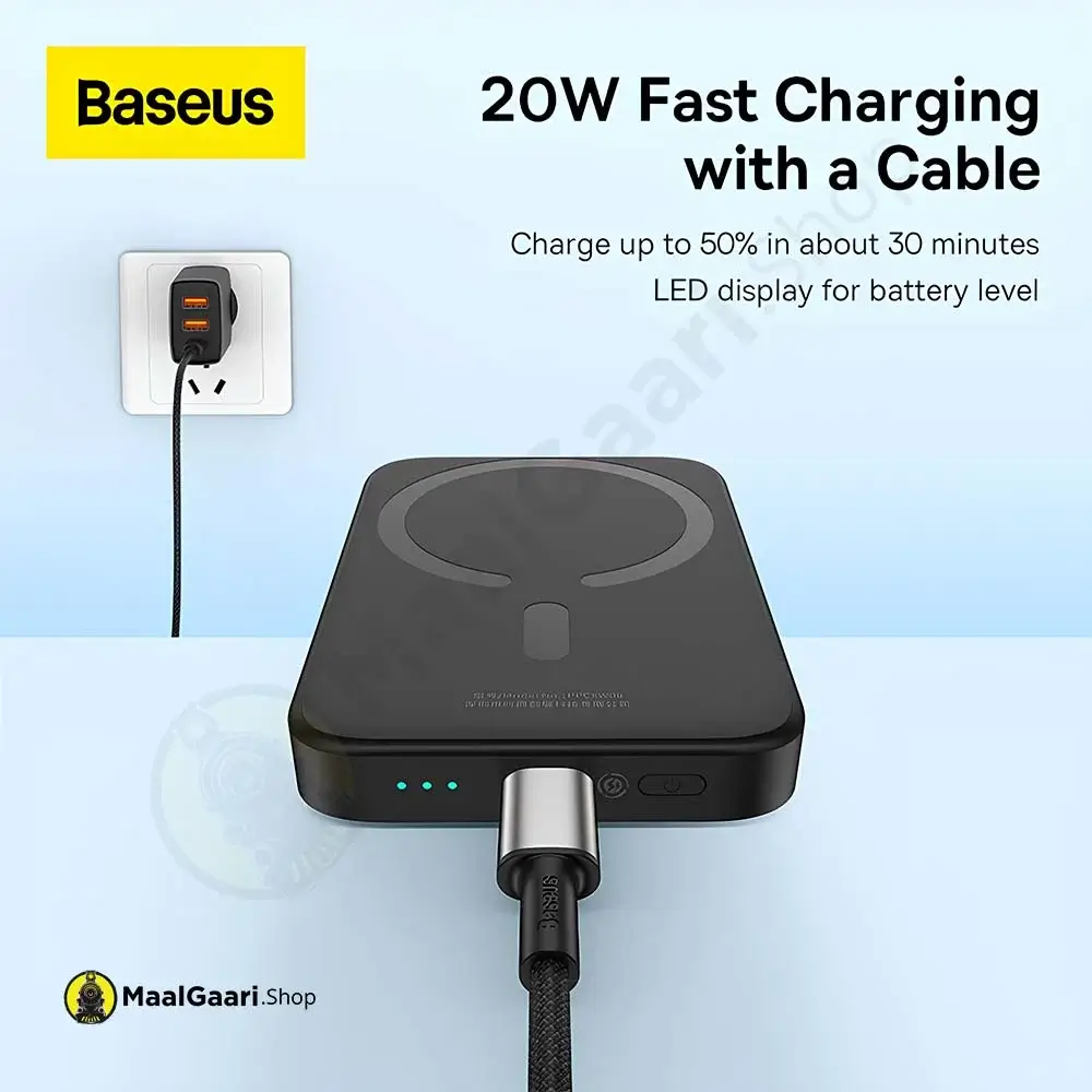 Easy To Recharge Baseus Magentic Mini Wireless 6000Mah Power Bank 20 Watts - Maalgaari.shop