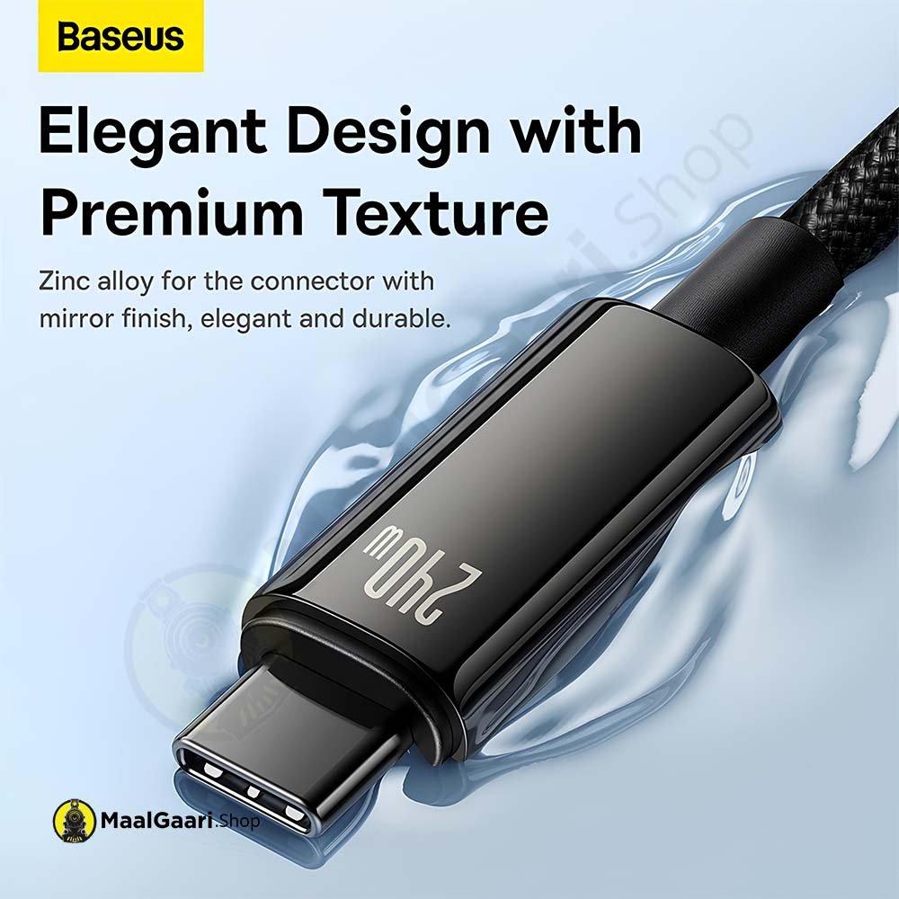 Elegant Design And Premium Texture Baseus Tungsten Gold Type C To Type C Fast Charging And Data Cable 240W 1Meter 2Meter And 3 Meter - Maalgaari.shop
