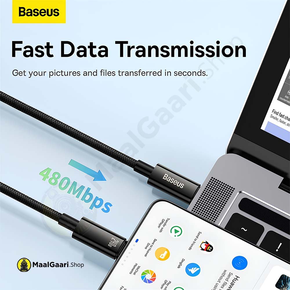 Fast Data Transmission Baseus Tungsten Gold Type C To Type C Fast Charging And Data Cable 240W 1Meter 2Meter And 3 Meter - Maalgaari.shop