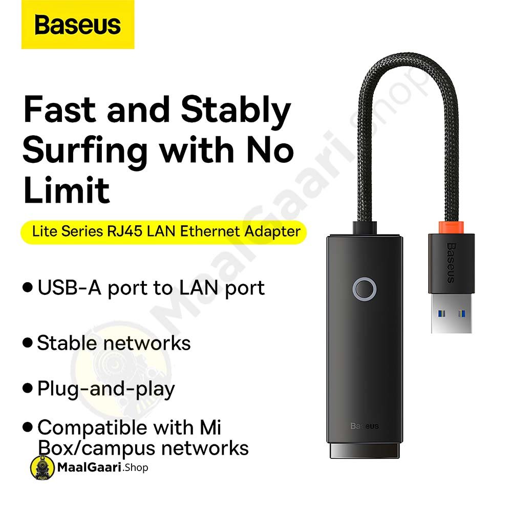Fast And Safe Baseus Lite Series Ethernet Adapter Usb A To Rj45 Lan Port - Maalgaari.shop