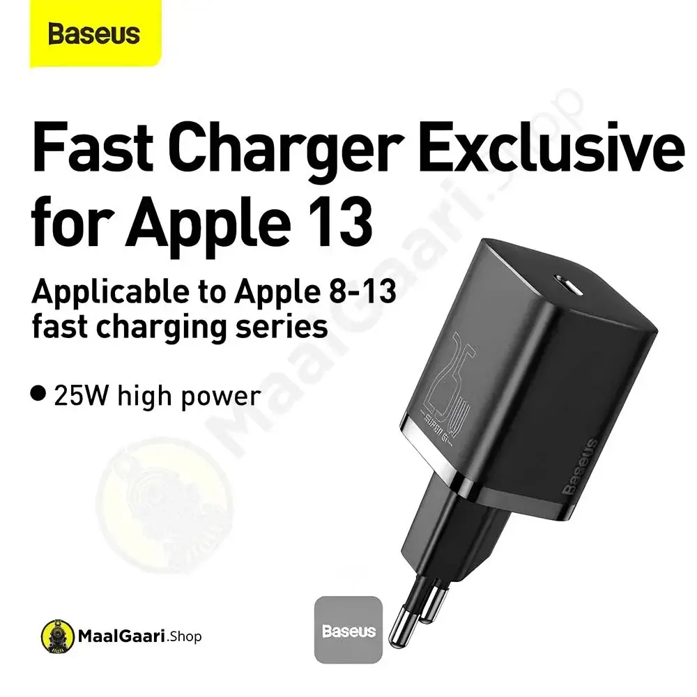 Highly Compatible Baseus Super Si Quick Charger 1c 25w Eu Black - MaalGaari.Shop