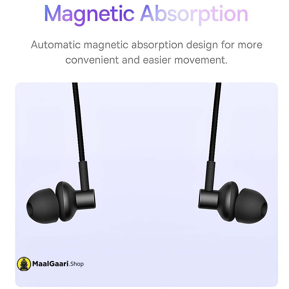 Magnetic Absorption Baseus Bowie P1X In Ear Neckband Wireless Earphones Black - Maalgaari.shop