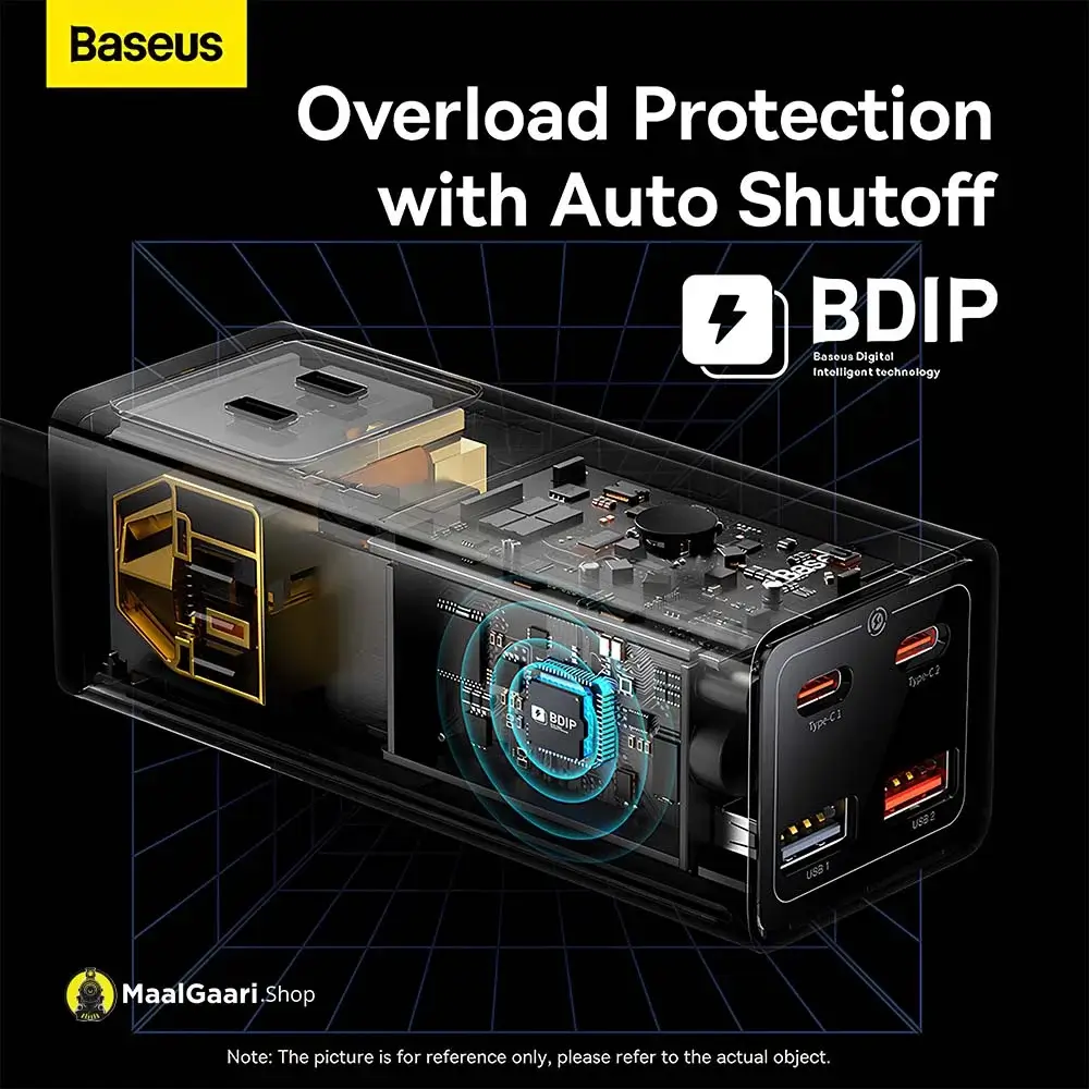 Overload Protection Baseus Power Combo Digital Power Strip 3Ac+2U+2C 65W - Maalgaari.shop