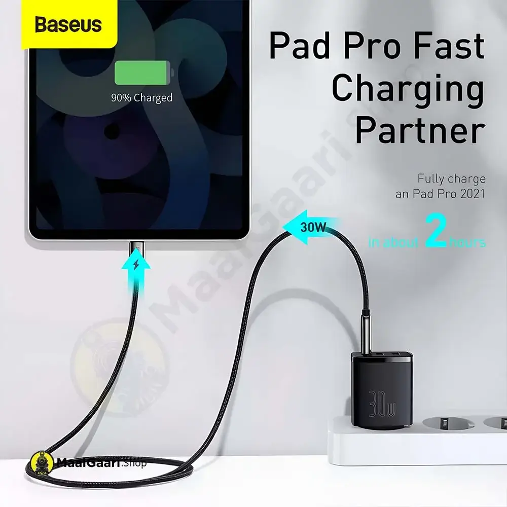 Pad Pro Fast Charging Partner Baseus Compact Quick Charger 2u+c 30w - MaalGaari.Shop