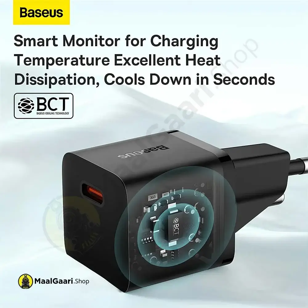 Smart Monitoring For Heat Dissipation Baseus Gan5 Mini 1C 30W Fast Charger - Maalgaari.shop