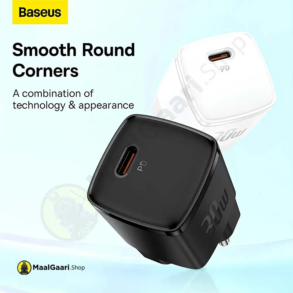 Smooth Round Corners Baseus Cube Pro 1C 30W Eu Black Fast Charger - Maalgaari.shop