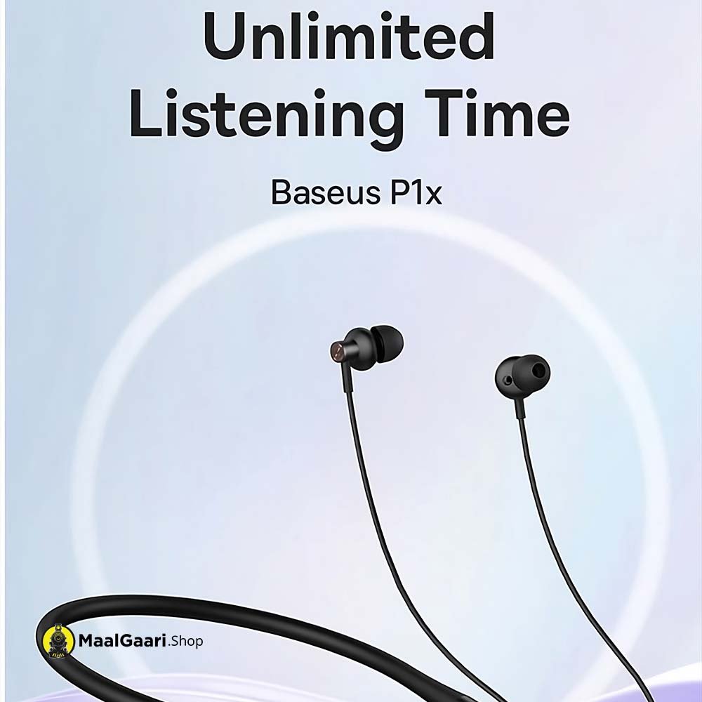 Unlimited Listning Baseus Bowie P1X In Ear Neckband Wireless Earphones Black - Maalgaari.shop