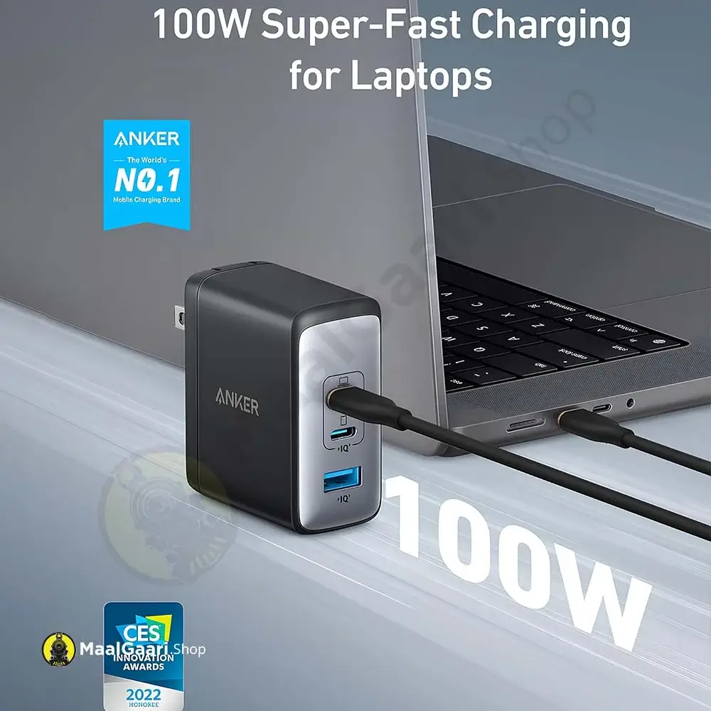 100 Watts Super Fast Chargng For Laptops Anker 100 Watts Charger With 2 Meter Cable - Maalgaari.shop