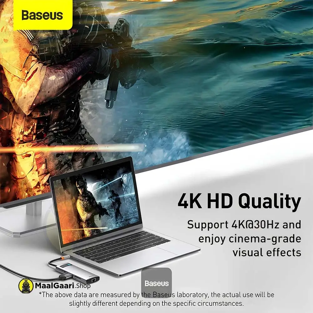 4k Screen Quality Baseus Metal Gleam Series 8 In 1 Multifunctional Typec Hub Docking Stati - MaalGaari.Shop