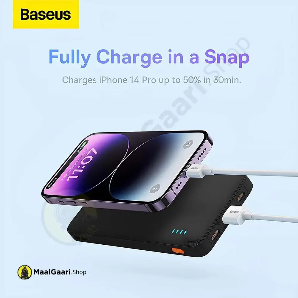 Charge Your Iphone Baseus Airpow Fast Charge Power Bank 10000Mah 20W Black - Maalgaari.shop