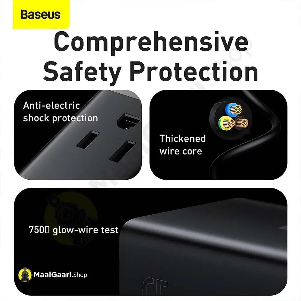 Comprehensive Safety Protection Baseus Gan3 Pro Desktop 2C+2U 65W Fast Charger - Maalgaari.shop