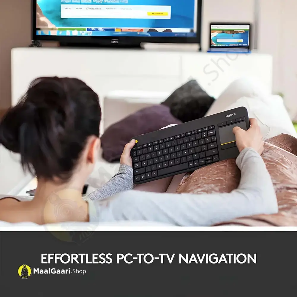 Effortless Pc To Tv Navigation Logitech K400 Plus Wireless Touch Keyboard - Maalgaari.shop