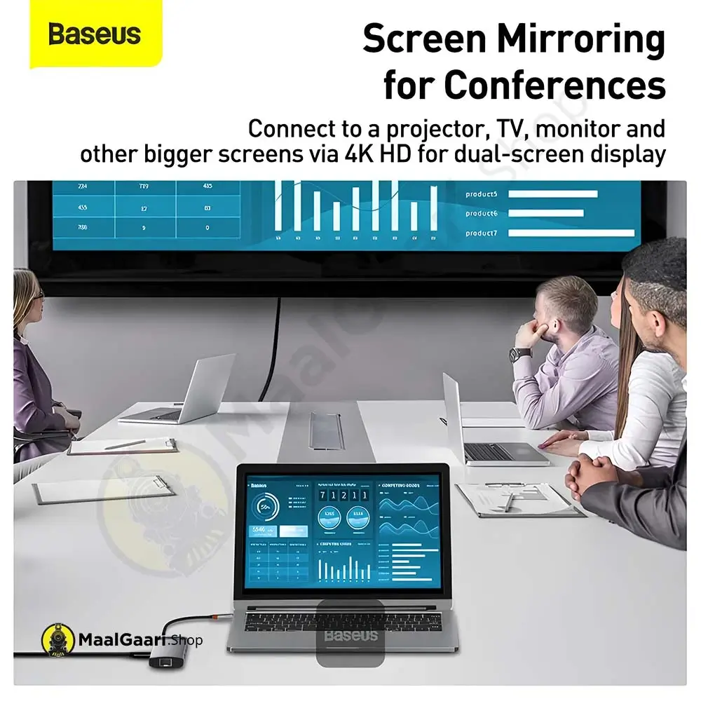 Hd Screen Mirroring Baseus Metal Gleam Series 8 In 1 Multifunctional Typec Hub Docking Sta - MaalGaari.Shop