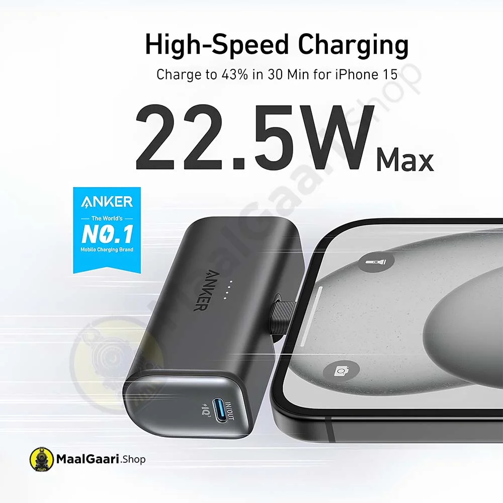 High Speed Charging 22.5 Watts Anker Nano 22.5 Watts 5000Mah Power Bank - Maalgaari.shop