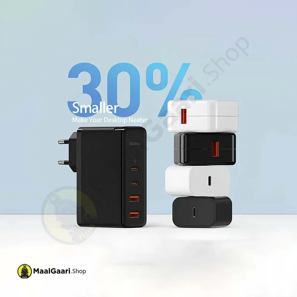 Smart And Portable Baseus Gan2 Pro 2c+2u 100w Quick Charger - MaalGaari.Shop