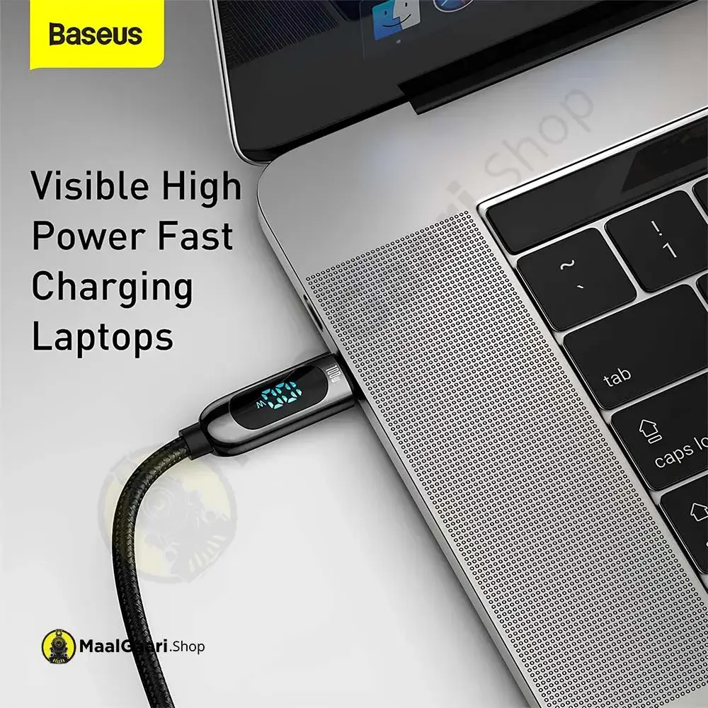 Visible High Power Fast Charging Laptops Baseus Display Type C To Type C 100w Cable - MaalGaari.Shop