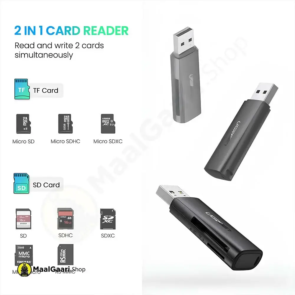 2In1 Card Readers Ugreen Usb3.0 Multifunction Card Reader 60733 - Maalgaari.shop