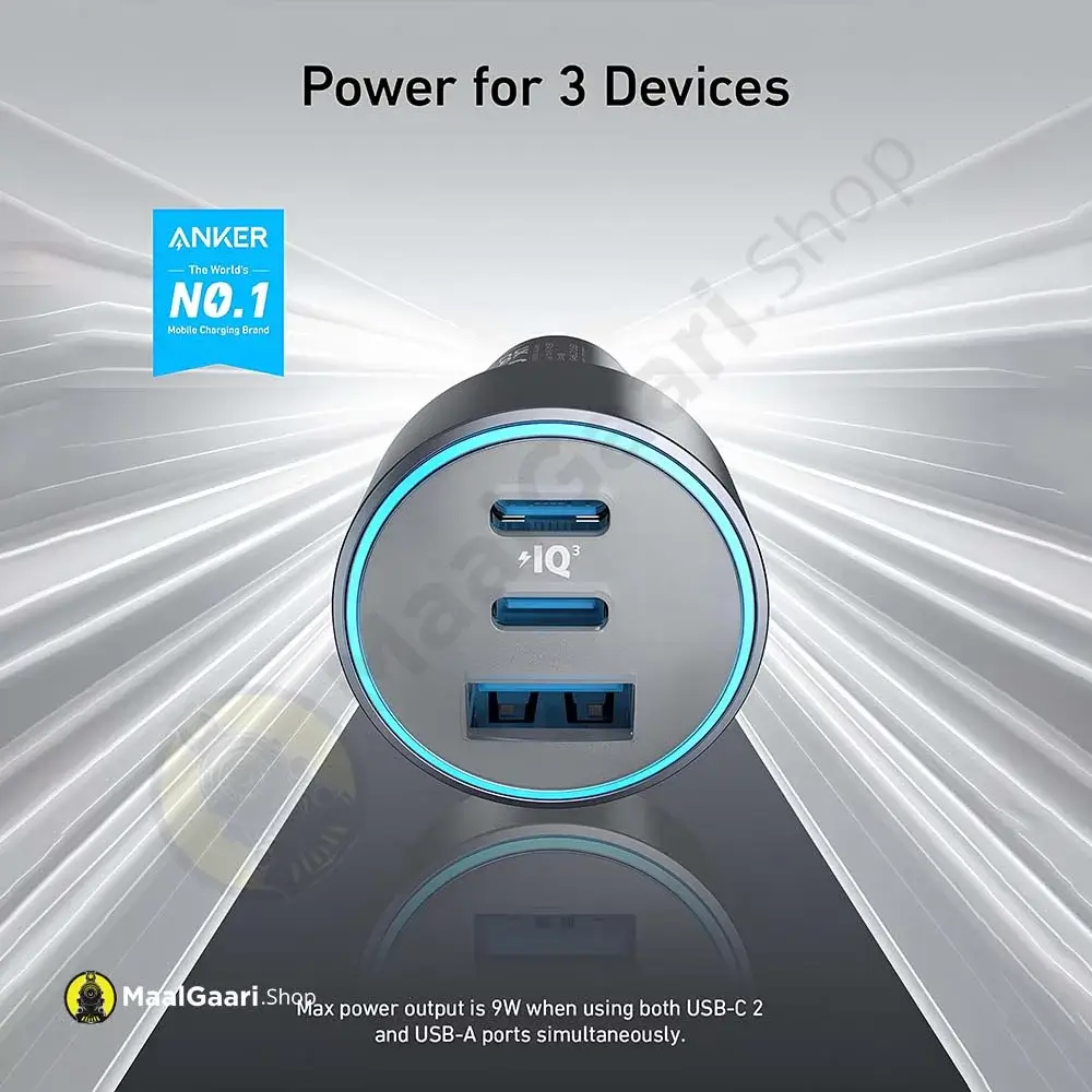 3 Devices Can Be Charged At Same Time Anker 535 67 Watts Car Charger - Maalgaari.shop