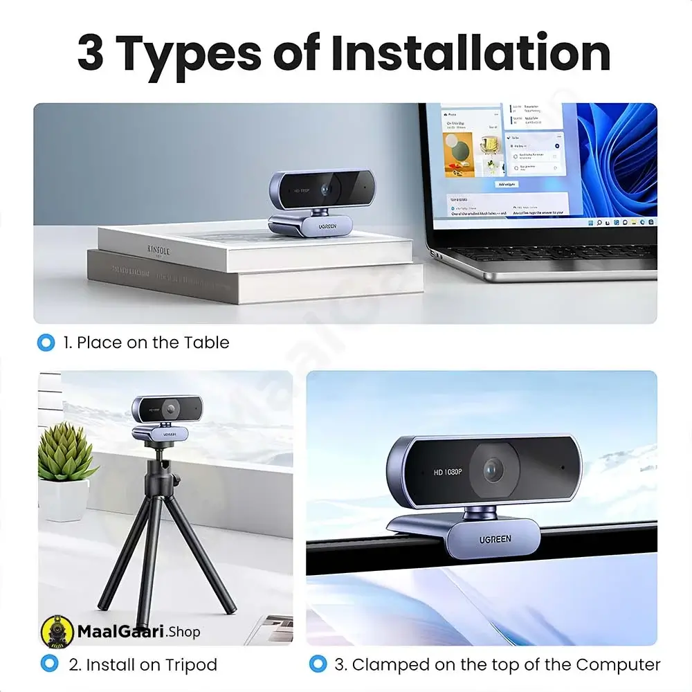 3 Types Of Installation Ugreen 1080P Hd Webcam 15728 - Maalgaari.shop