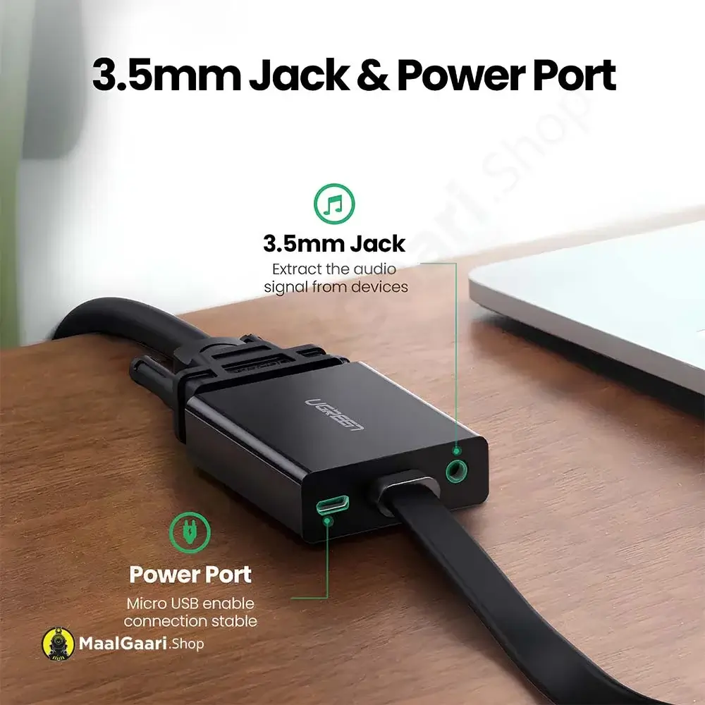 3.5Mm Jack And Power Port Ugreen Hdmi To Vga Adapter 90813 - Maalgaari.shop