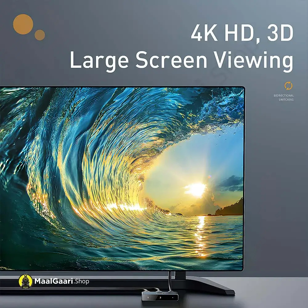 4K Screen Viewing Baseus Matrix Hdmi Switcher 4K Hd 2 In 1 Convertor Multi Hub - Maalgaari.shop