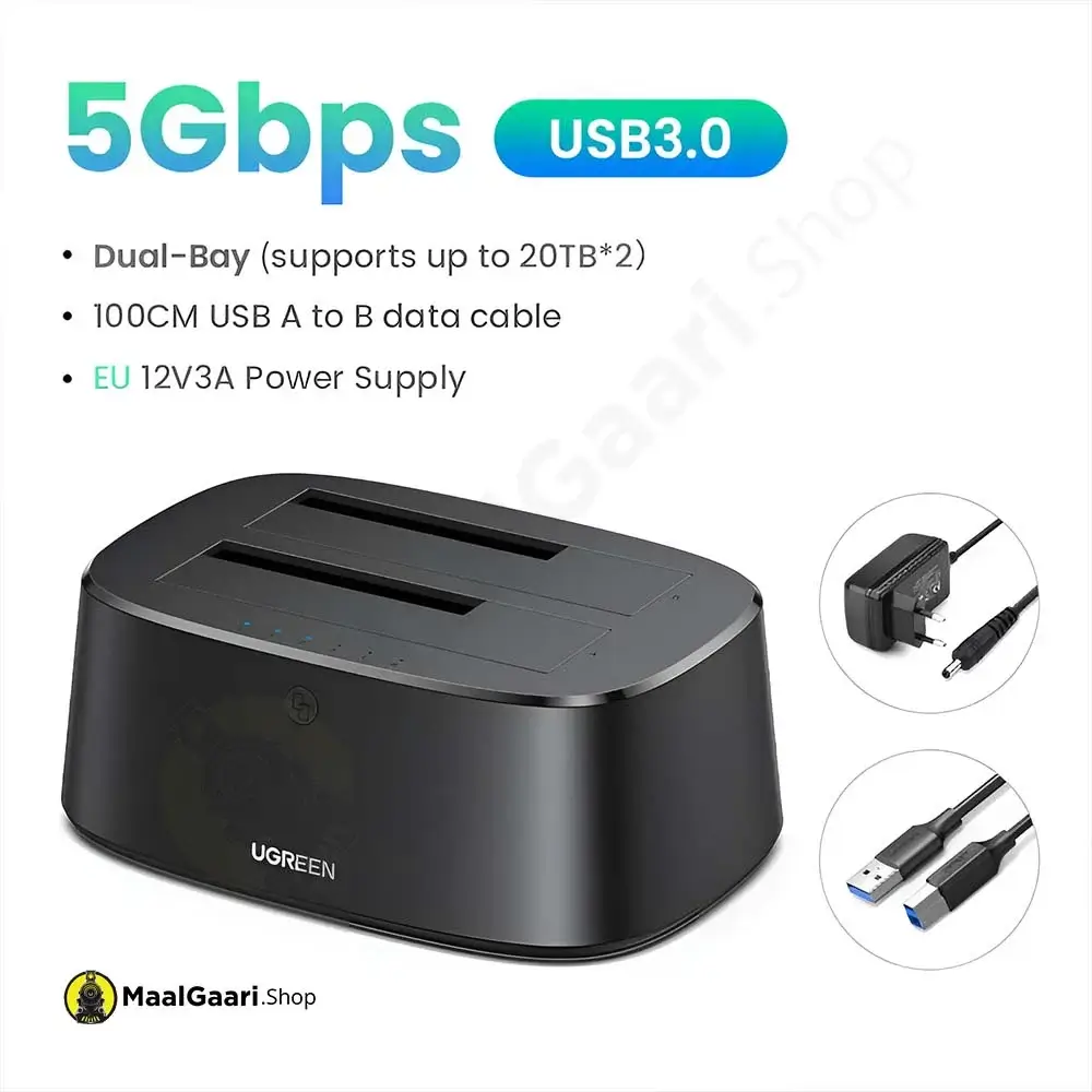 5gbps Data Transfer Ugreen Usb 3.0 To Sata Dual Bay Hard Drive Duplicator - MaalGaari.Shop