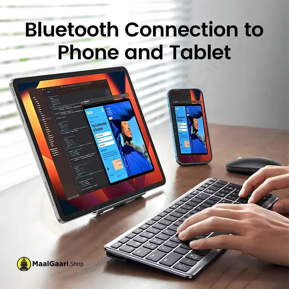 Bluetooth Connection To Phone And Tablet Ugreen Ultra Slim Wireless Keyboard 15258 - MaalGaari.Shop