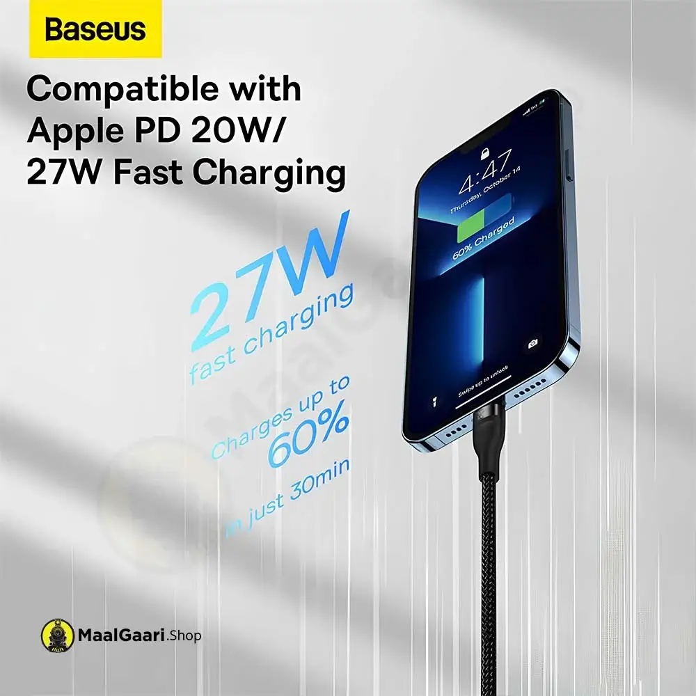 Compatible With Apple Pd 24 Watts Fast Charging Baseus Flash Series 2 Type C To M+l+c Charging Cable - MaalGaari.Shop